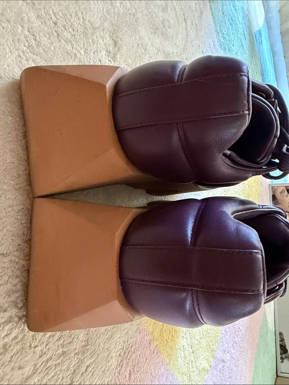 United Nude Women's Platform Sneakers in Deep Burgundy with Tan Sole